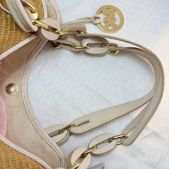 Michael Kors Tan Woven / leather Shoulder Bag with Gold Accents - Picture 12 of 15